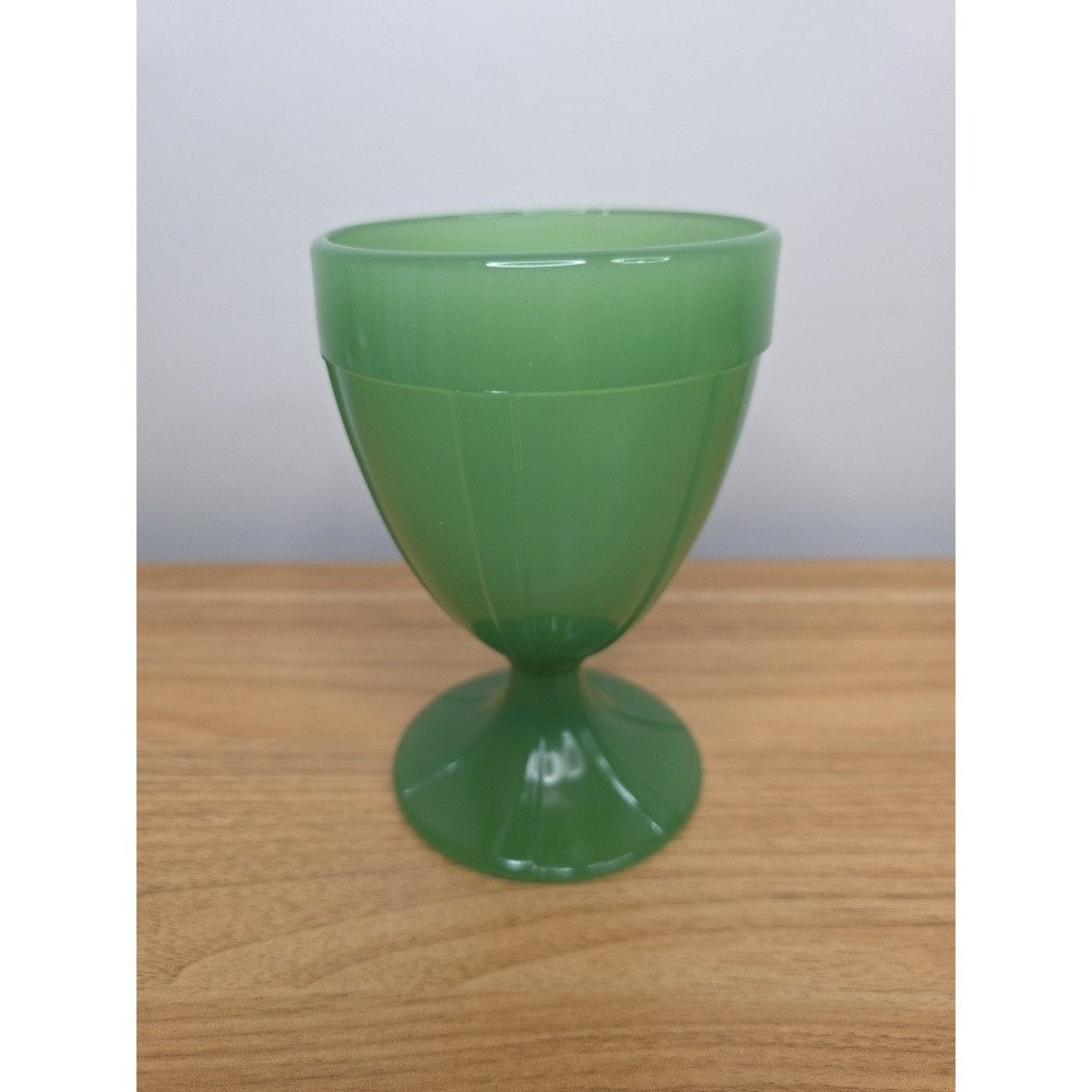 Vintage Northwood Colonial Opaque Jadeite Green Goblet Mug Vase 5.75" Tall